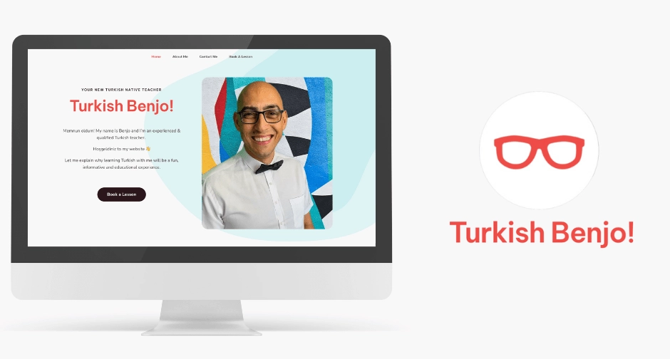 This shows an example of a website that advertises Turkish Native Teacher, as shown on a desktop.